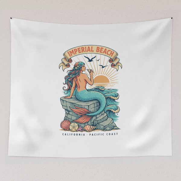 Item preview, Imperial Beach California Mermaid Vintage Coastal Sunset Design designed and sold by ArcticFoxStudio.