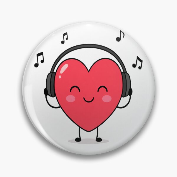 Item preview, Cute Heart Listening to Music   designed and sold by ArtfulLife3456.