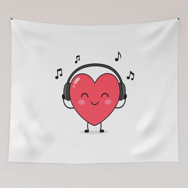 Item preview, Cute Heart Listening to Music   designed and sold by ArtfulLife3456.