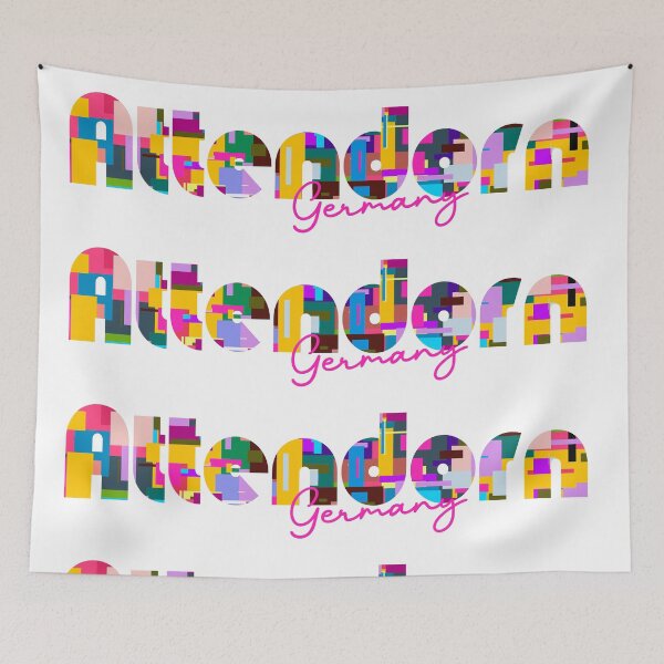 Item preview, Attendorn, Germany, Vibrant Abstract City Typography Art designed and sold by Wanderful-roads.