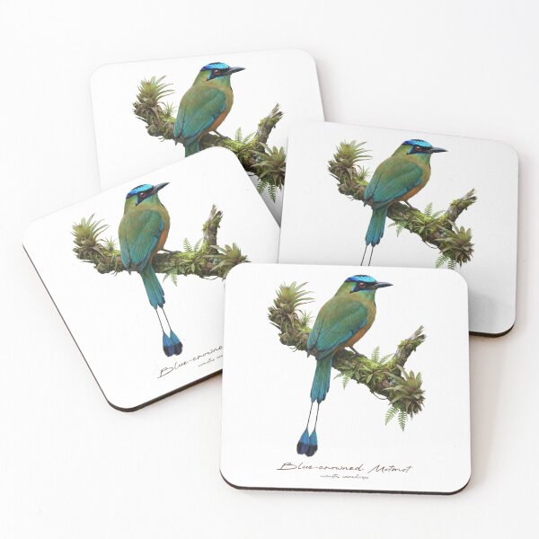 Item preview, Blue-crowned Motmot on Mossy Branch designed and sold by Takeda-art.