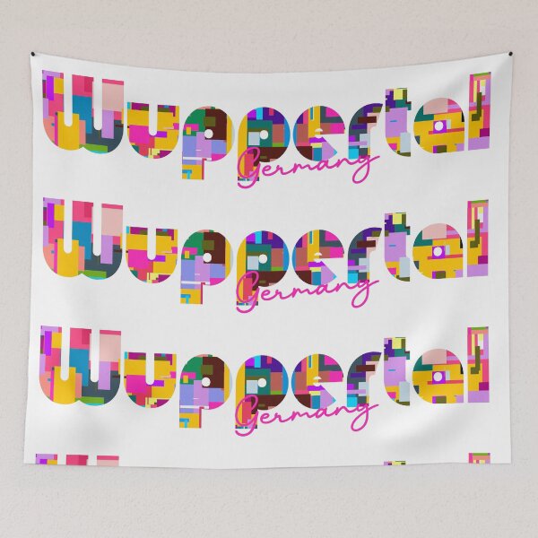 Item preview, Wuppertal, Germany, Vibrant Abstract City Typography Art designed and sold by Wanderful-roads.
