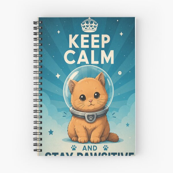 Item preview, Keep Calm and Stay Pawsitive – Cute Astronaut Cat Poster designed and sold by LoomLite.