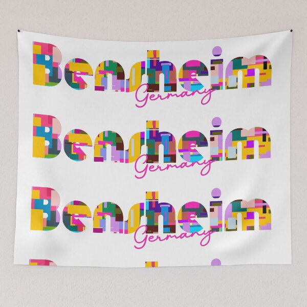 Item preview, Bensheim, Germany, Vibrant Abstract City Typography Art designed and sold by Wanderful-roads.