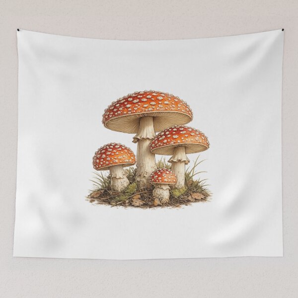 Item preview, Vintage Botanical Mushroom Illustration  Amanita Mushrooms Hand Drawn Art designed and sold by ARIN2550.