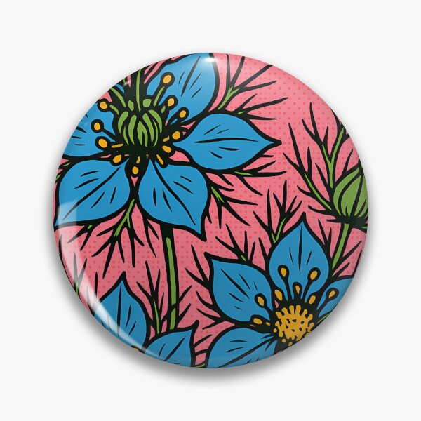Item preview, Retro Pop Art Poster Illustration of Love-in-a-Mist Flowers (Nigella) | Bold Botanical Floral Print with Delicate Airy Blooms & Cottage Garden Aesthetic | Vintage Nature Wall Art Decor designed and sold by PaintedPixels01.