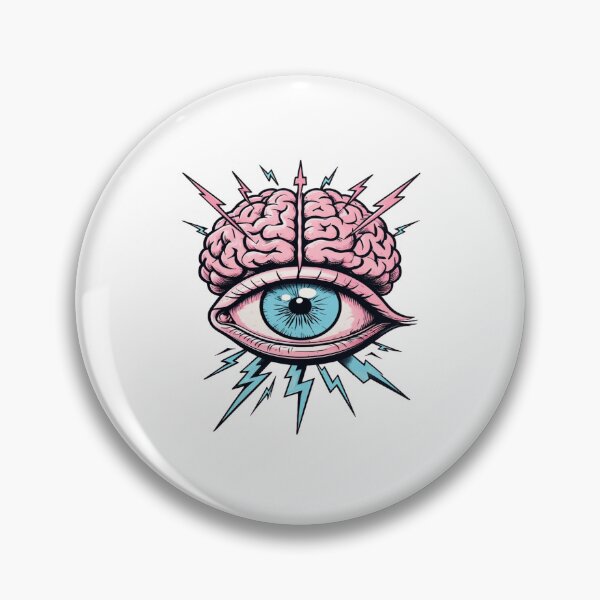 Item preview, Surreal Brain With Central Eye • Lightning Mind Power Illustration • Pink Blue Art Design designed and sold by Bright Nest Studio.