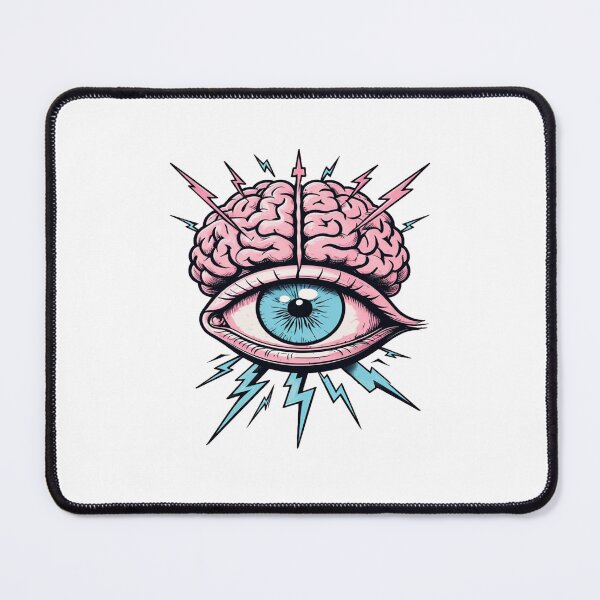 Item preview, Surreal Brain With Central Eye • Lightning Mind Power Illustration • Pink Blue Art Design designed and sold by Bright Nest Studio.