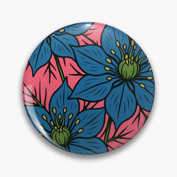 Item preview, Retro Pop Art Poster Illustration of Love-in-a-Mist Flowers (Nigella) | Bold Botanical Floral Print with Delicate Airy Blooms & Cottage Garden Aesthetic | Vintage Nature Wall Art Decor designed and sold by PaintedPixels01.