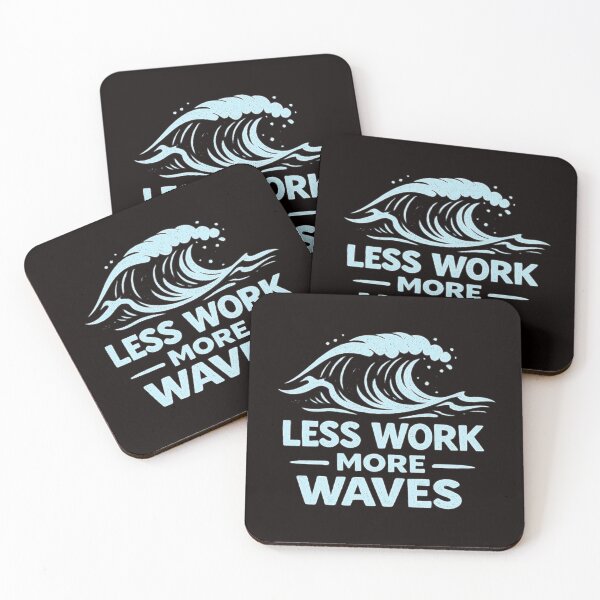 Item preview, Less Work More Waves – Retro Beach Vacation Surf Design designed and sold by Tadeusz1.