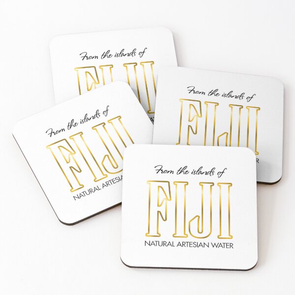Item preview, Fiji Natural Artesian Water Bold Golden Border Iconic Typography designed and sold by archeologiy.