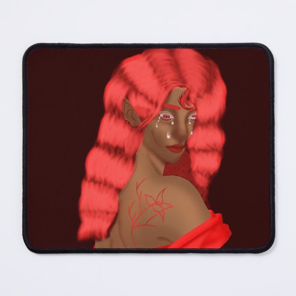 Item preview, Crimson tears Emotional Anime Girl with Red Hair – Semi-Realistic Crying Portrait Art designed and sold by kerissfantasyart .