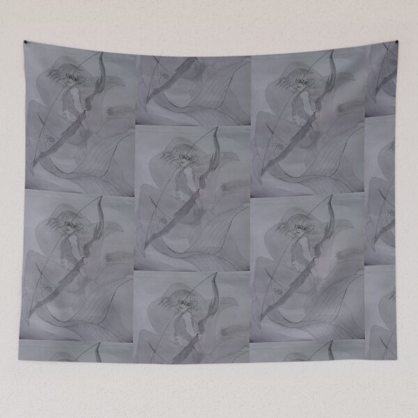 Item preview, The Masked Elven mermaid Archer of Falling Petals designed and sold by kerissfantasyart .