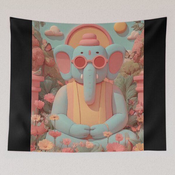 Item preview, Ganesha 3D Art Toy Cute Pastel Flower Spiritual Decor designed and sold by PANNARUK THAILAND.