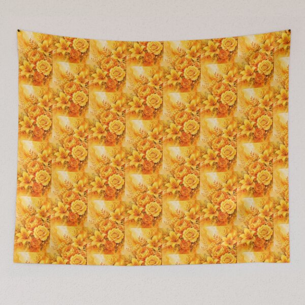 Item preview, Golden Autumn Bloom Watercolor Floral Bouquet | Yellow Lily & Rose Wall Art Print | Warm Orange Botanical Painting designed and sold by Hookesmode.