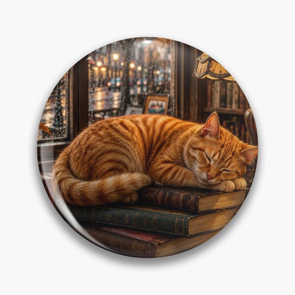 Item preview, Cozy Cat on Bookstack with Rainy Window. designed and sold by jeugenet.