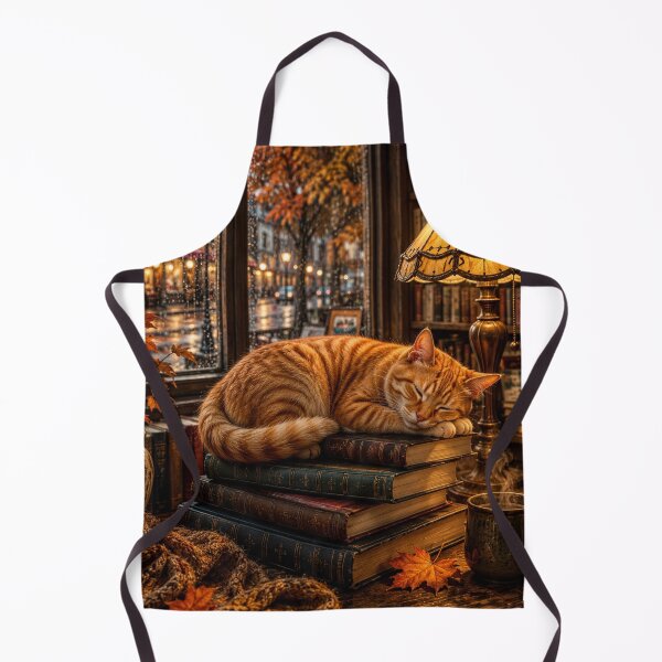 Item preview, Cozy Cat on Bookstack with Rainy Window. designed and sold by jeugenet.