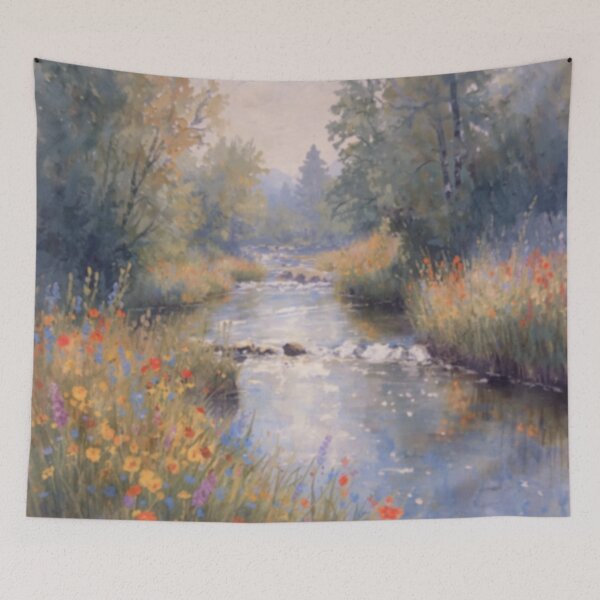 Item preview, River Oregon Wildflowers Nature Landscape designed and sold by SeaStarAlex.