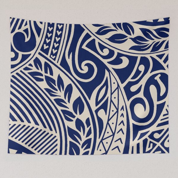 Item preview, Navy Blue Polynesian Tribal Tattoo Seamless Pattern designed and sold by LYAN-STORE.
