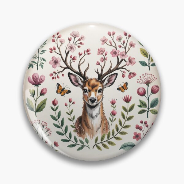 Item preview, Enchanted Deer Botanical Chart Vintage Forest Print designed and sold by CalmCapy Co.