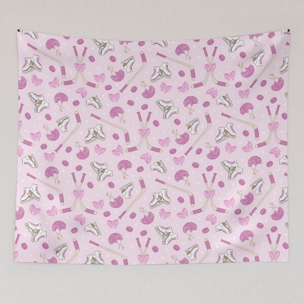 Item preview, Pink Ice Hockey Pattern Coquette Style designed and sold by Fern and Quill.