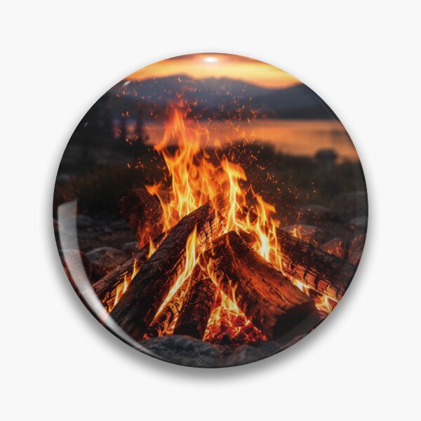 Item preview, Campfire at Sunset by the Lake | Cozy Outdoor Adventure Nature Landscape Design designed and sold by Inkmatic Studio.