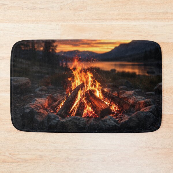 Item preview, Campfire at Sunset by the Lake | Cozy Outdoor Adventure Nature Landscape Design designed and sold by Inkmatic Studio.