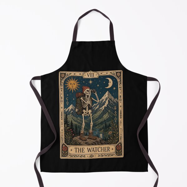 Item preview, Mountain Watcher Hiking Tarot Art - Skeleton Backpacker Mountain Camper designed and sold by merchxwear.