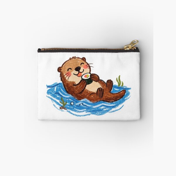 Item preview, Cute Sea Otter Eating Japanese Sushi Roll Illustration designed and sold by TaiwanMemory.
