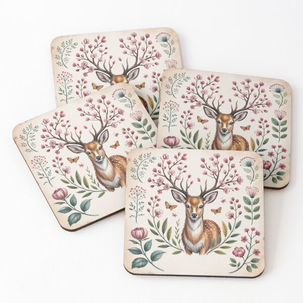 Item preview, Floral Antlers Spring Deer Cottagecore Watercolor designed and sold by CalmCapy Co.