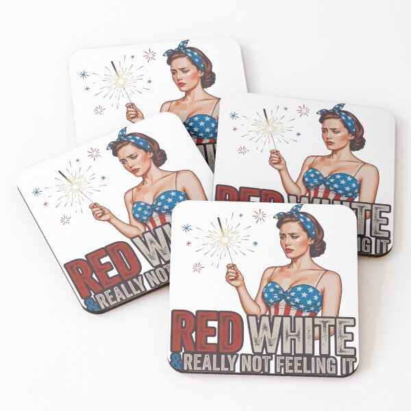 Item preview, Red White & Really Not Feeling It – Retro Patriotic Illustration designed and sold by MerchlyMike.