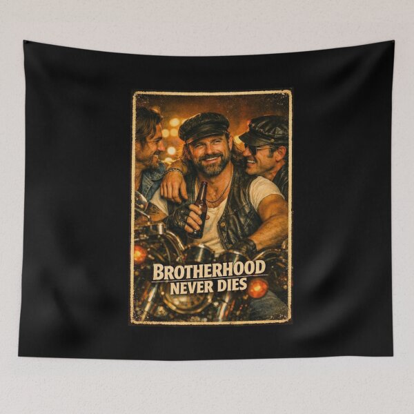 Item preview, 1970s Vintage Gay Leather Bikers Brotherhood Never Dies Gay Pride Photographic Design designed and sold by ItsAKinkThing.