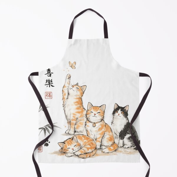 Item preview, Whiskered Zen Cats with Butterfly Charm designed and sold by PlengPoomofArts.