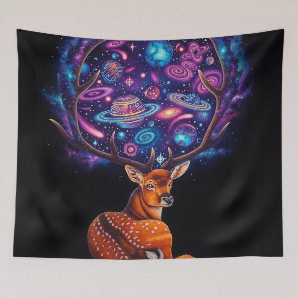 Item preview, Space Deer Spirit Animal | Retro Arcade Carpet Cosmic Art designed and sold by Ruta.