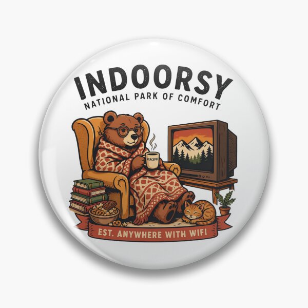 Item preview, Indoorsy National Park of Comfort Funny Introvert Bear Vintage Design designed and sold by ArcticFoxStudio.