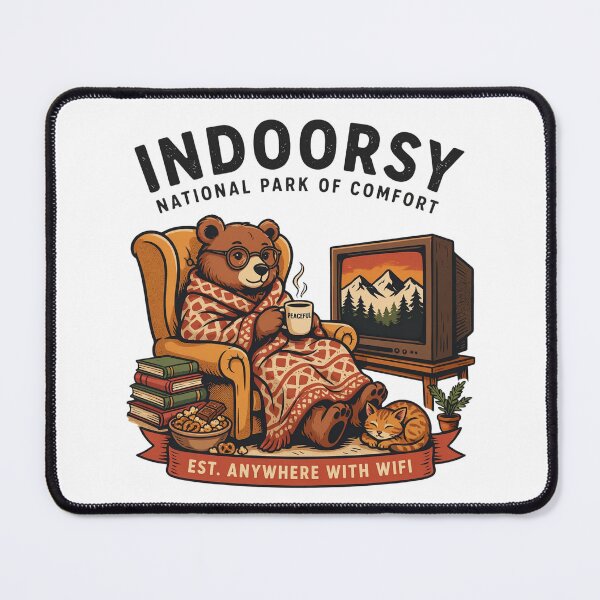 Item preview, Indoorsy National Park of Comfort Funny Introvert Bear Vintage Design designed and sold by ArcticFoxStudio.