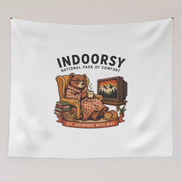 Item preview, Indoorsy National Park of Comfort Funny Introvert Bear Vintage Design designed and sold by ArcticFoxStudio.