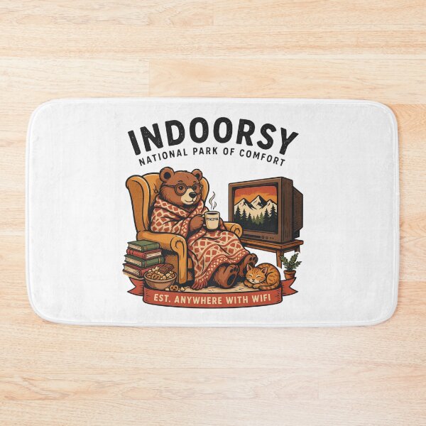 Item preview, Indoorsy National Park of Comfort Funny Introvert Bear Vintage Design designed and sold by ArcticFoxStudio.