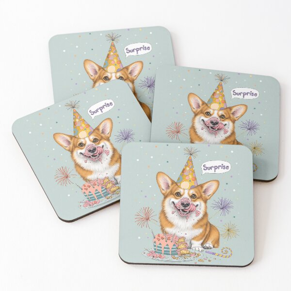 Item preview, Happy Birthday Corgi dog | Cute Retro Arcade Carpet Birthday Card Art designed and sold by Ruta.