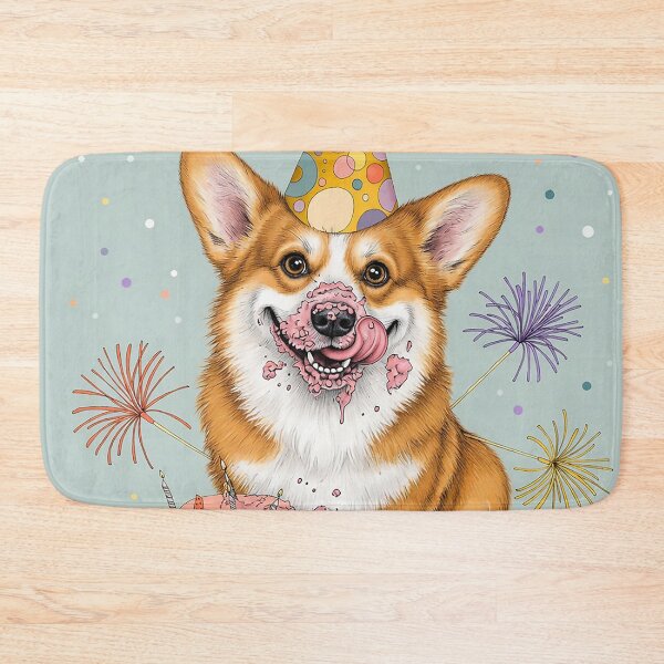 Item preview, Happy Birthday Corgi dog | Cute Retro Arcade Carpet Birthday Card Art designed and sold by Ruta.