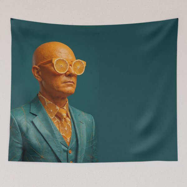 Item preview, Orange and Teal Surreal Man | Dramatic Anatomical Portrait Art designed and sold by Ruta.