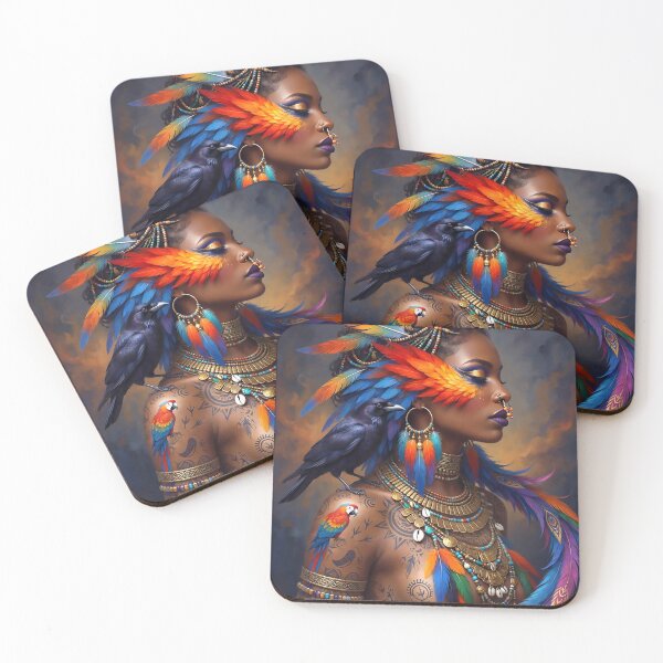 Item preview, Bohemian Macaw Parrot Goddess | Mystical Boho Spirit Animal Art designed and sold by Ruta.