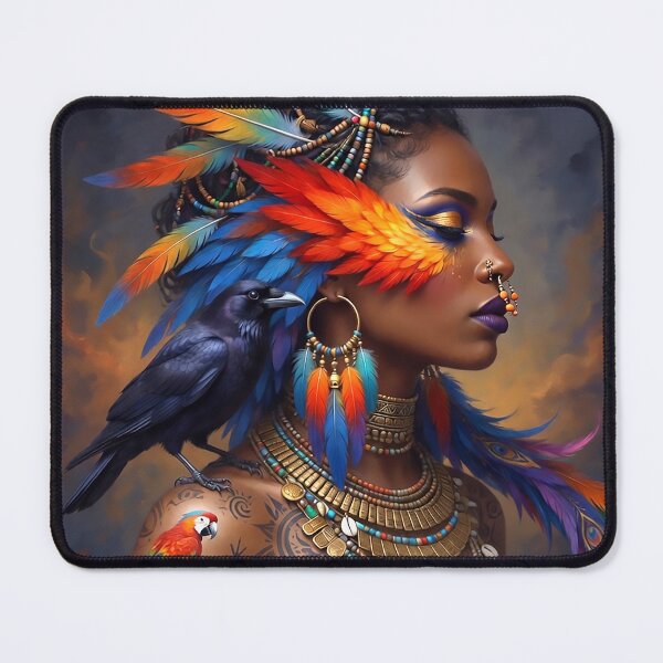 Item preview, Bohemian Macaw Parrot Goddess | Mystical Boho Spirit Animal Art designed and sold by Ruta.