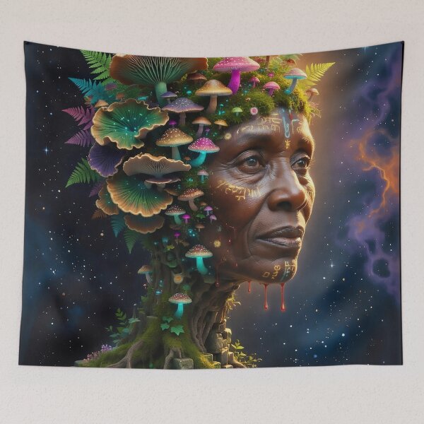Item preview, Mushroom Boho Goblincore Goddess | Whimsical Forest Spirit Art designed and sold by Ruta.