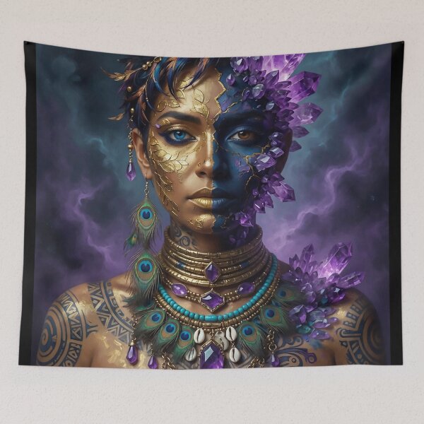 Item preview, Amethyst Tribal Boho Goddess | Mystical Crystal Spirit Art designed and sold by Ruta.
