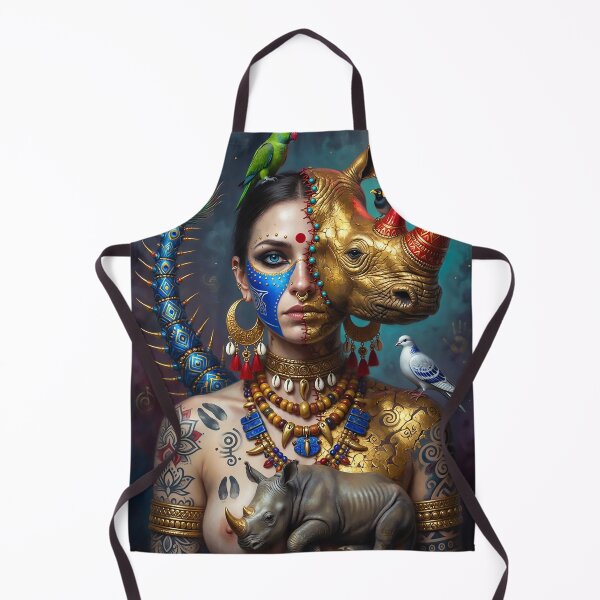 Item preview, Tribal Boho Rhinoceros Goddess | Mystical Spirit Animal Tattoo Art designed and sold by Ruta.