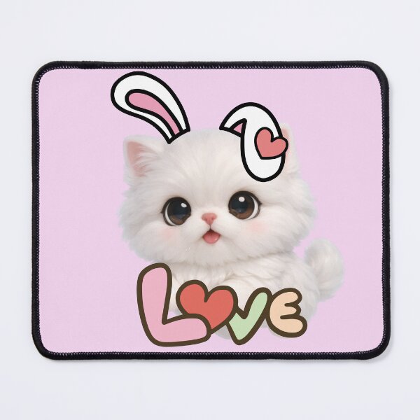 Item preview, Cute Persian Cat Bunny Ears Love Typography designed and sold by Soluna Studio.