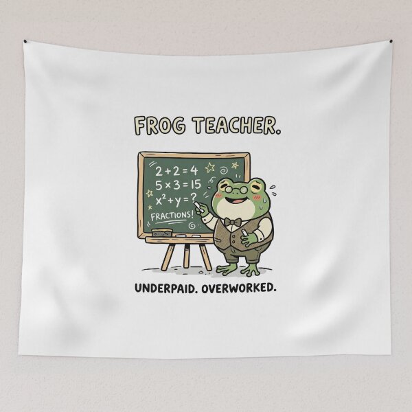 Item preview, Cute Frog Teacher Funny Underpaid Overworked Shirt — Kawaii Doodle Teacher Gift designed and sold by MaynyStudio.