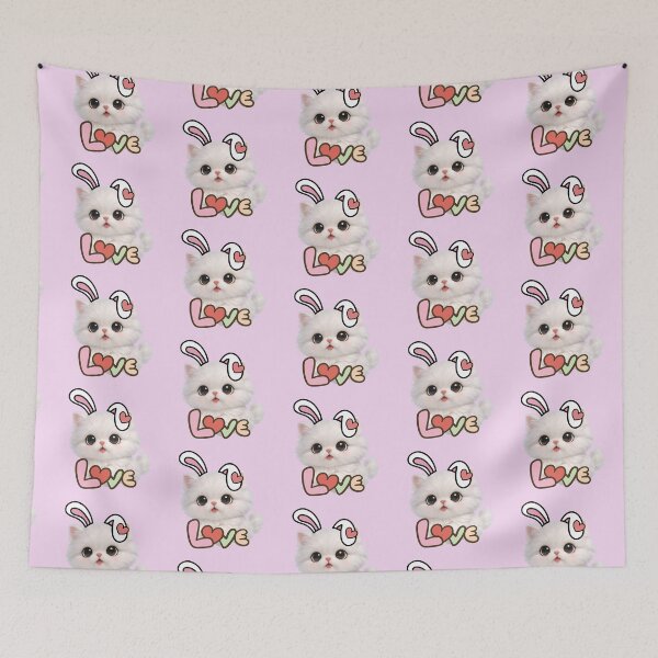 Item preview, Cute Persian Cat Bunny Ears Love Typography designed and sold by Soluna Studio.