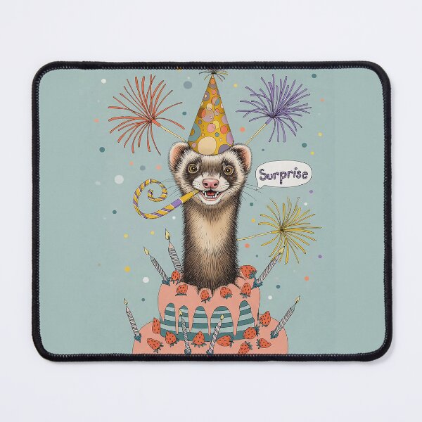 Item preview, Cute Happy Birthday Ferret | Retro Arcade Carpet Birthday Card Art designed and sold by Ruta.